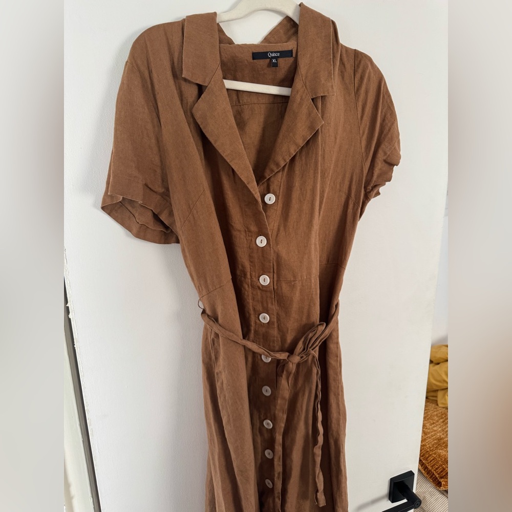 Quince 100% European Linen Button Front Dress - XL